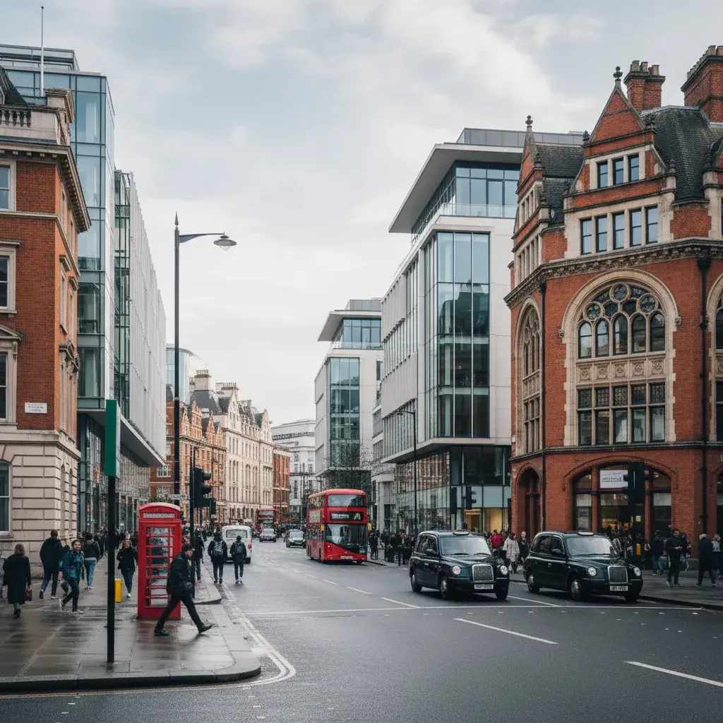 Baseline viewpoint photograph of a White City street corner, prepared for verified-view scoping