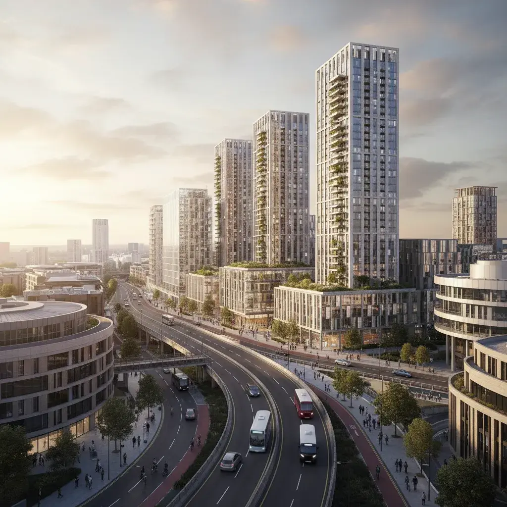 White City innovation hub CGI with research labs and active public realm
