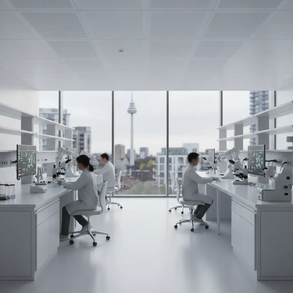 Interior CGI of a high-tech science lab in White City