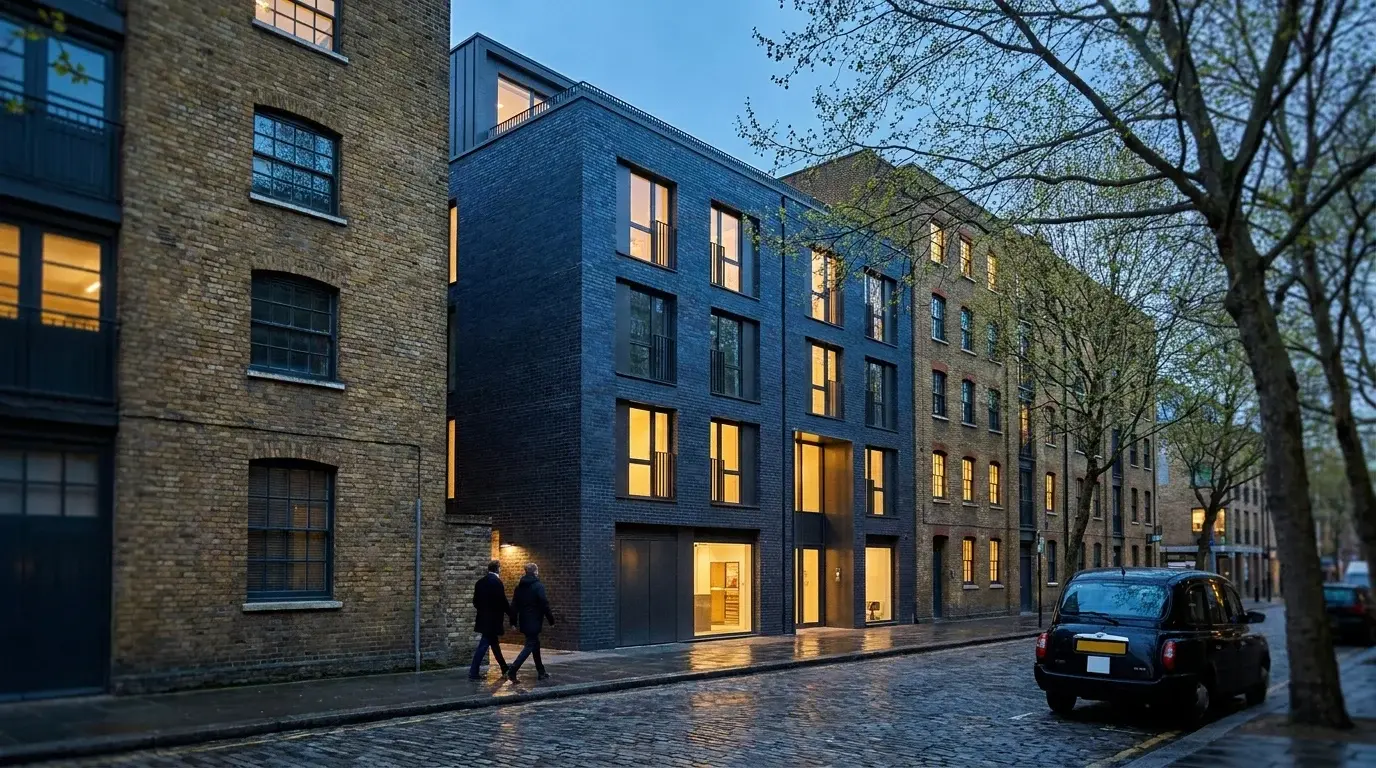 Clerkenwell infill scheme CGI in an Islington conservation street context