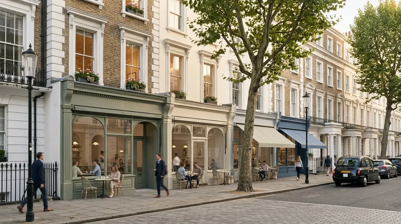 Kensington and Chelsea cafe streetscape photomontage for a shopfront submission