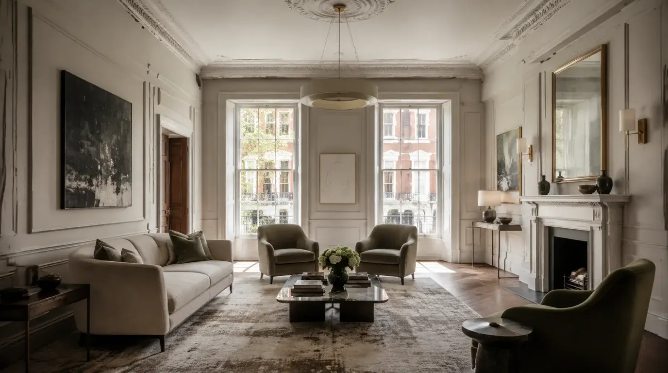 Kensington mansion-block typical-floorplan interior CGI for Rightmove and developer microsite use