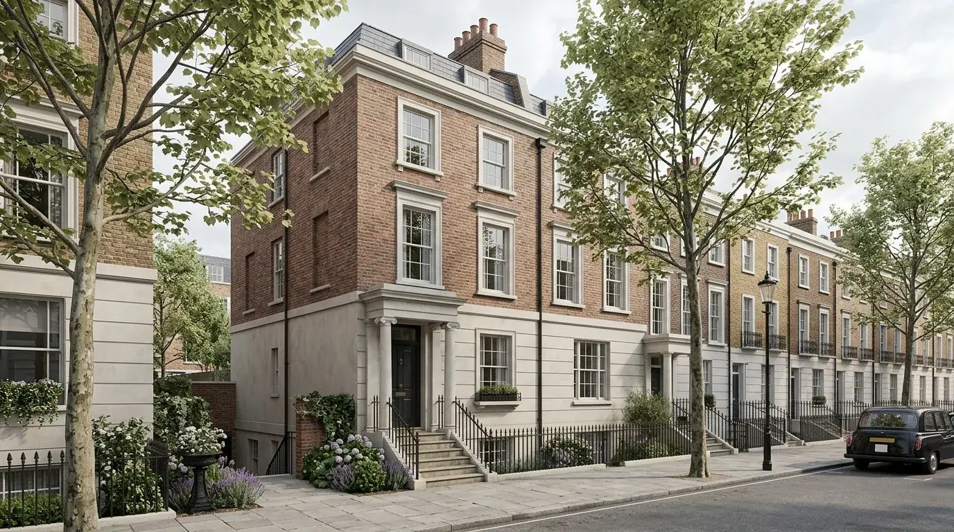 Georgian townhouse interior CGI in Chelsea, Kensington and Chelsea