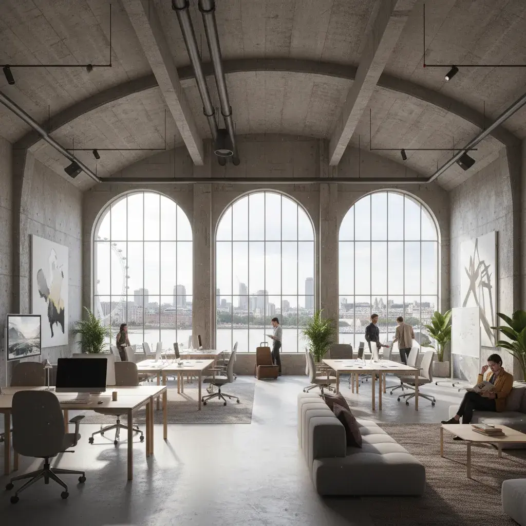 Interior CGI of a cultural workspace in Waterloo, Lambeth