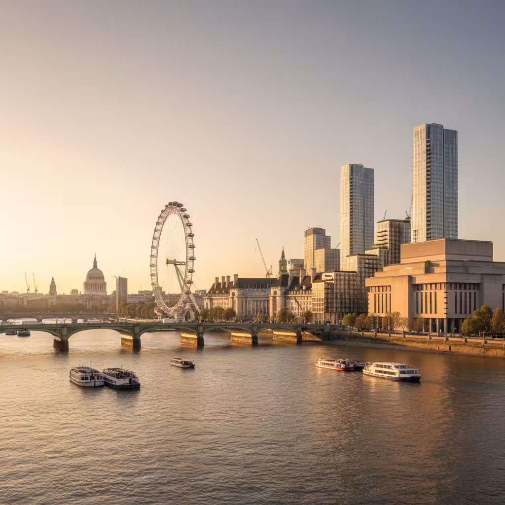Waterloo South Bank scheme CGI in a Lambeth riverside context