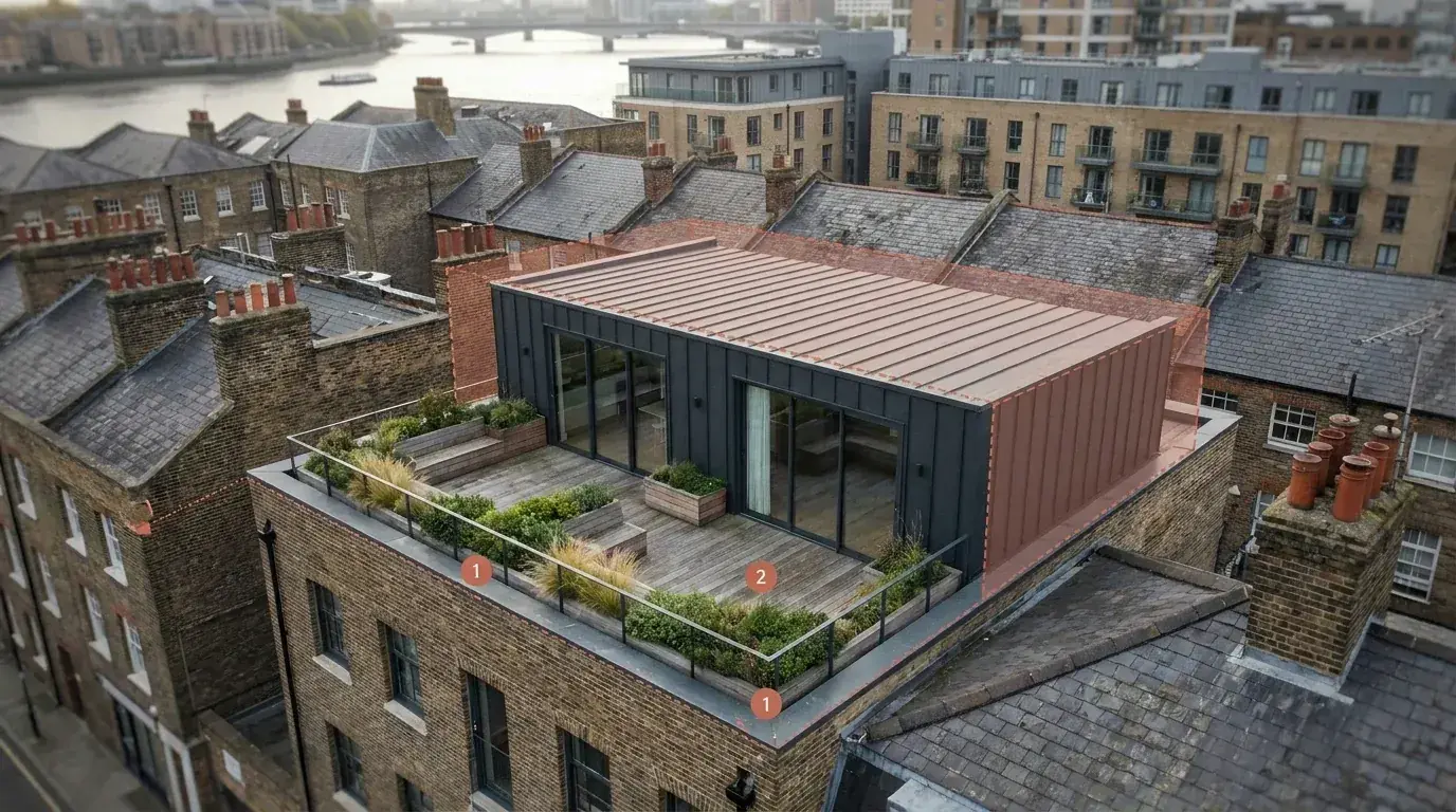 Southwark AVR 3 verified view of a rooftop residential extension above a 1930s building inside a Southwark conservation area