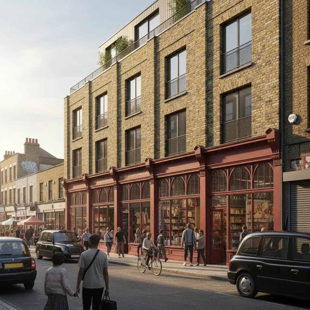 Brick Lane and Banglatown heritage-sensitive frontage CGI in Tower Hamlets