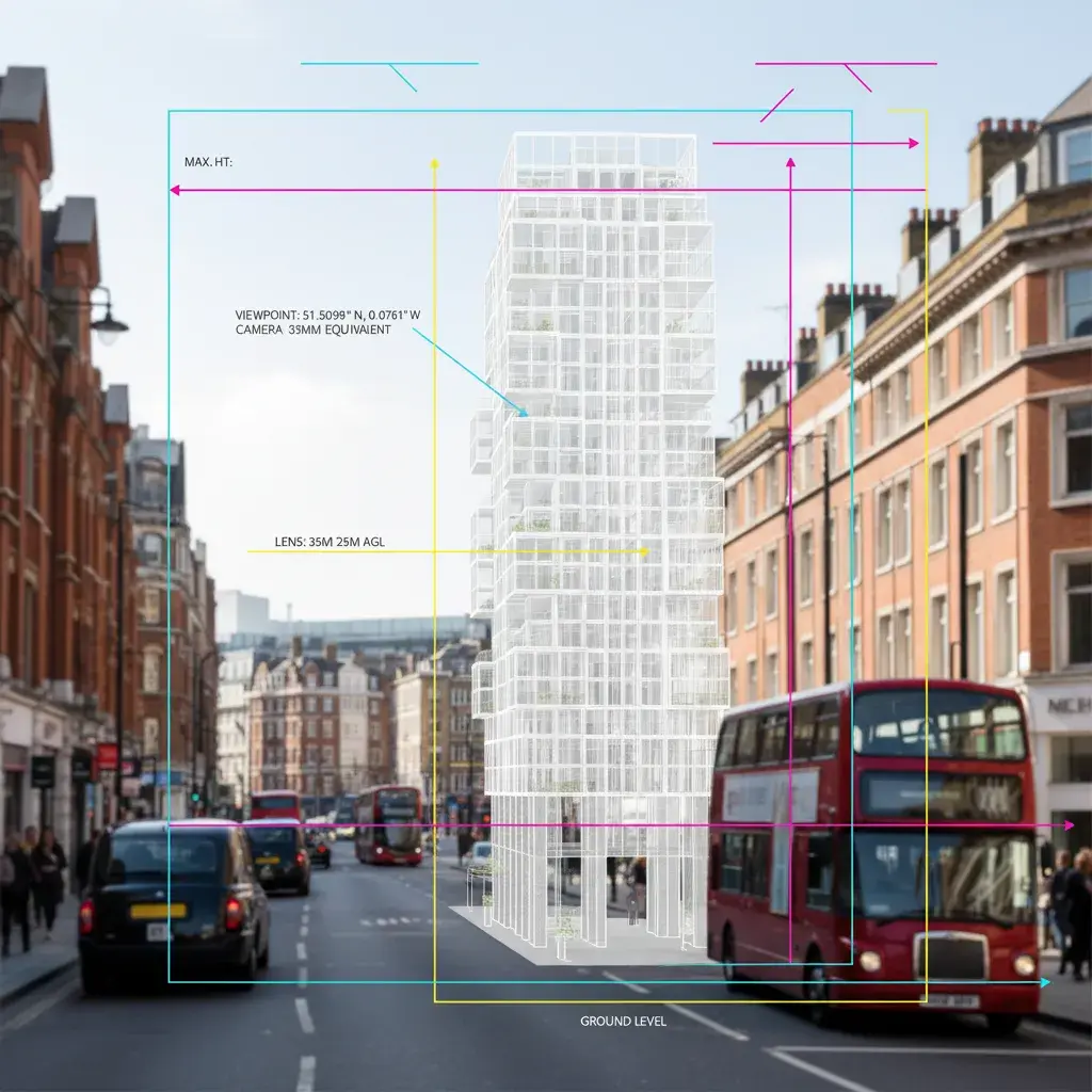 Annotated planning photomontage for a major London application