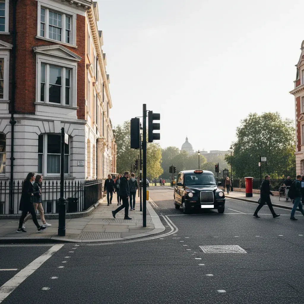 Baseline viewpoint photograph of a St James’s street corner in Westminster, prepared for verified-view scoping