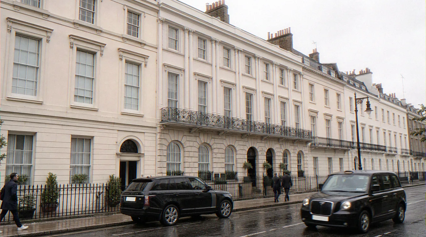 Existing site-context plate for a Mayfair conservation-area application, before the proposal is inserted