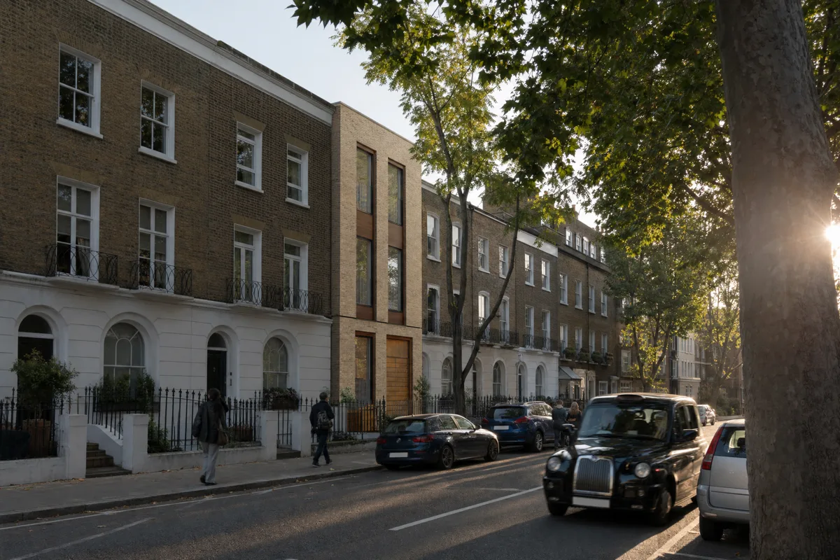 Islington townscape photomontage showing proposed residential infill composited into a conservation-area streetscape for TVIA planning evidence